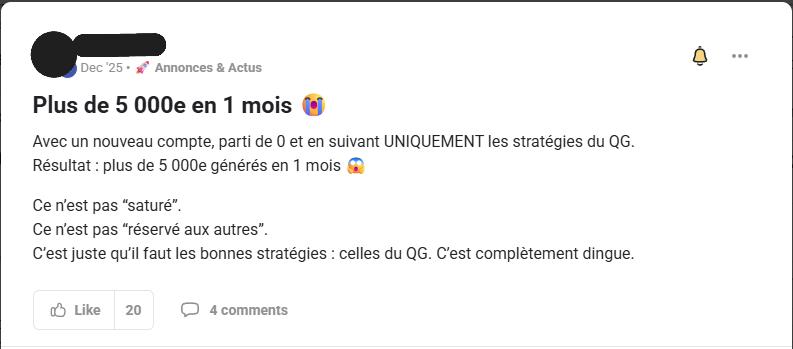 Témoignage: Plus de 5000€ en 1 mois avec Le QG Academy