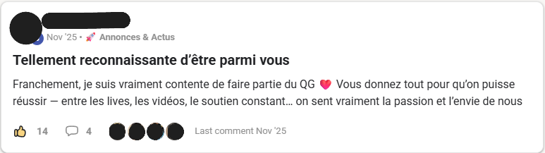 Témoignage: Tellement reconnaissante d'être parmi vous - Le QG Academy